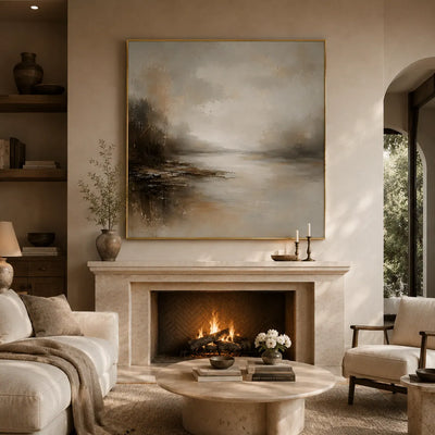 Soft Harbor Landscape Wall Art room scene 5 | Olyrel