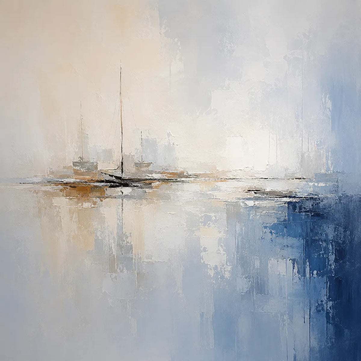 Quiet Marina Coastal Wall Art room scene 1 | Olyrel