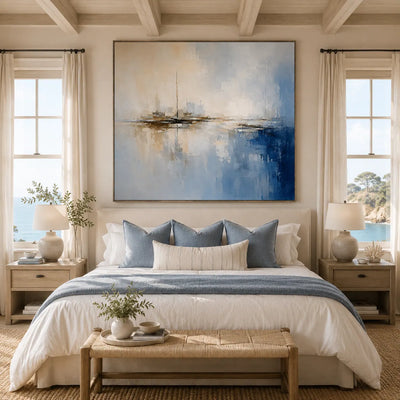 Quiet Marina Coastal Wall Art room scene 4 | Olyrel