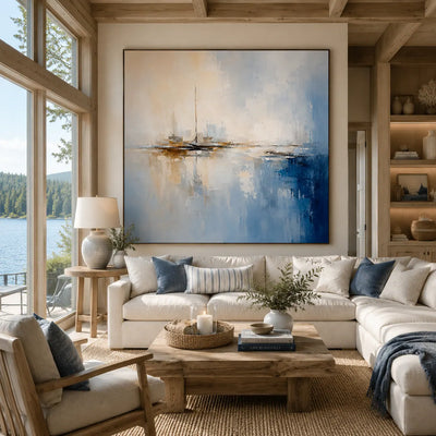 Quiet Marina Coastal Wall Art room scene 6 | Olyrel