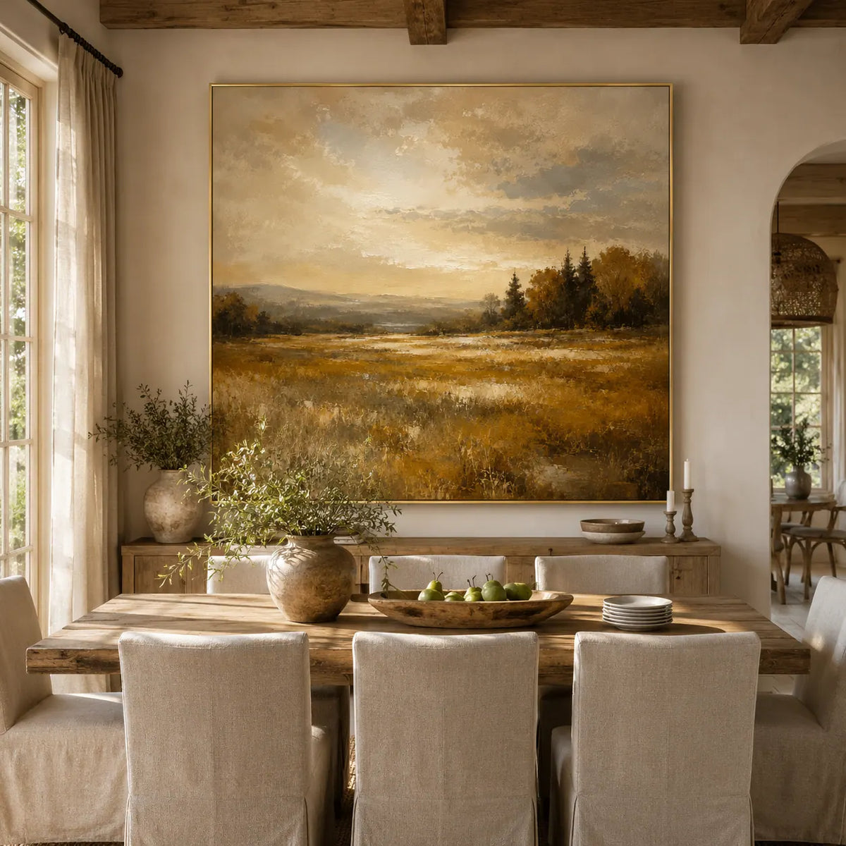 Ochre Field Landscape Wall Art room scene 4 | Olyrel