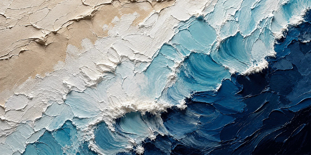 Original artwork view of Coastal Wave Ocean Wall Art | Olyrel