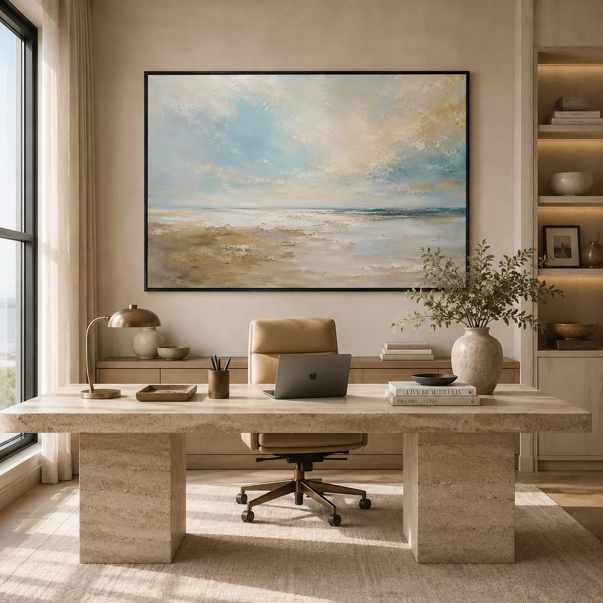 Pale Surf Coastal Wall Art room scene 6 | Olyrel