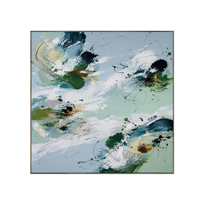 Emerald Wash Abstract Wall Art | Olyrel