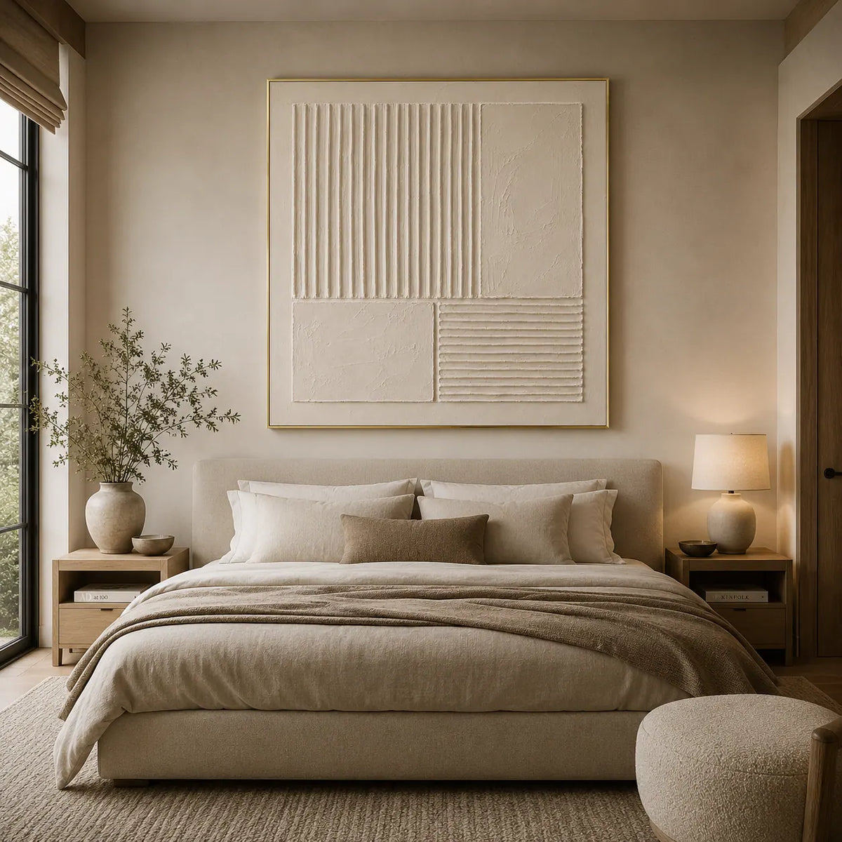 Linen Panel Relief Wall Art room scene 5 | Olyrel