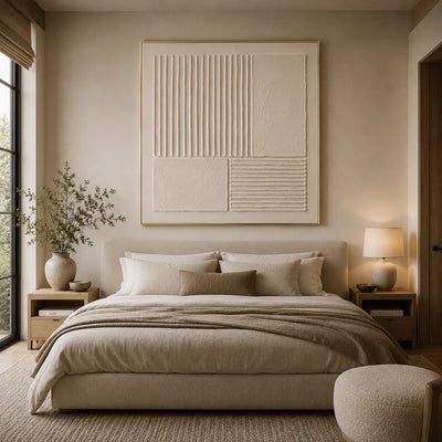 Linen Panel Relief Wall Art room scene 5 | Olyrel