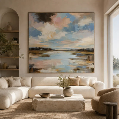 Cloud Marsh Landscape Wall Art room scene 3 | Olyrel