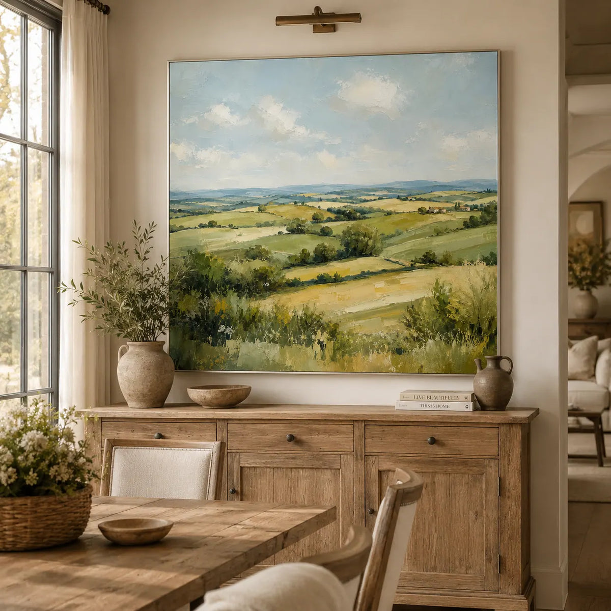 Green Valley Landscape Wall Art room scene 2 | Olyrel