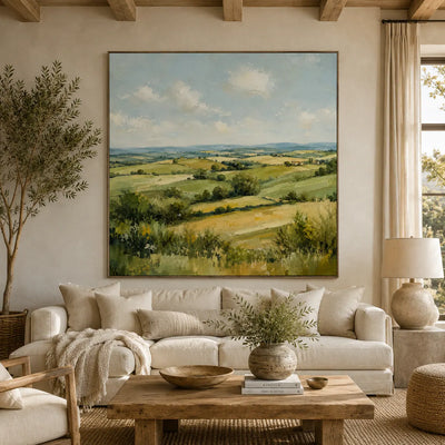 Green Valley Landscape Wall Art room scene 3 | Olyrel