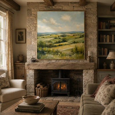 Green Valley Landscape Wall Art room scene 6 | Olyrel