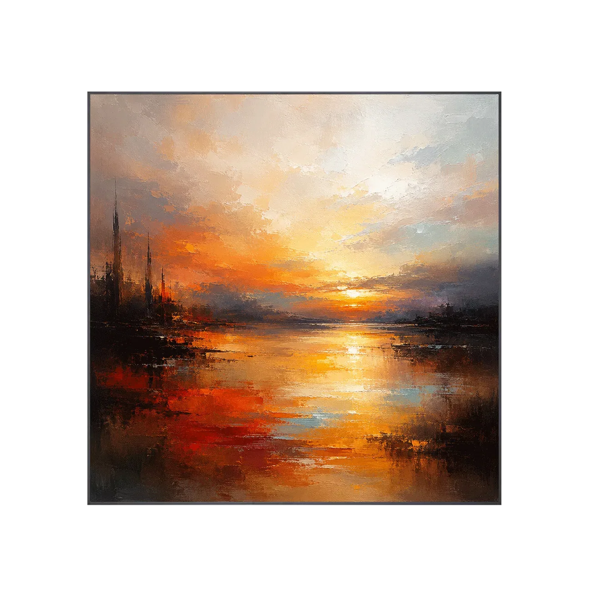 Amber Harbor Cityscape Wall Art | Olyrel