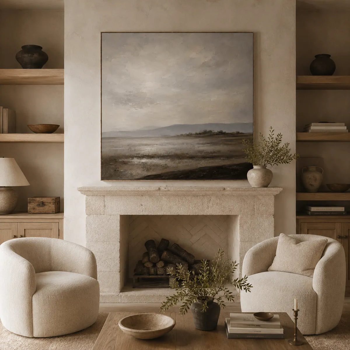 Gray Sound Landscape Wall Art room scene 3 | Olyrel