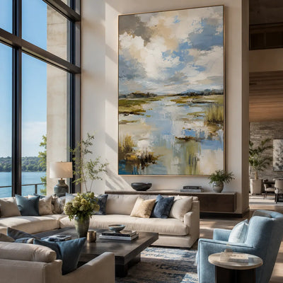 Quiet Marsh Landscape Wall Art room scene 3 | Olyrel