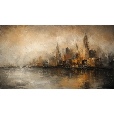 Misty City Skyline Wall Art | Olyrel
