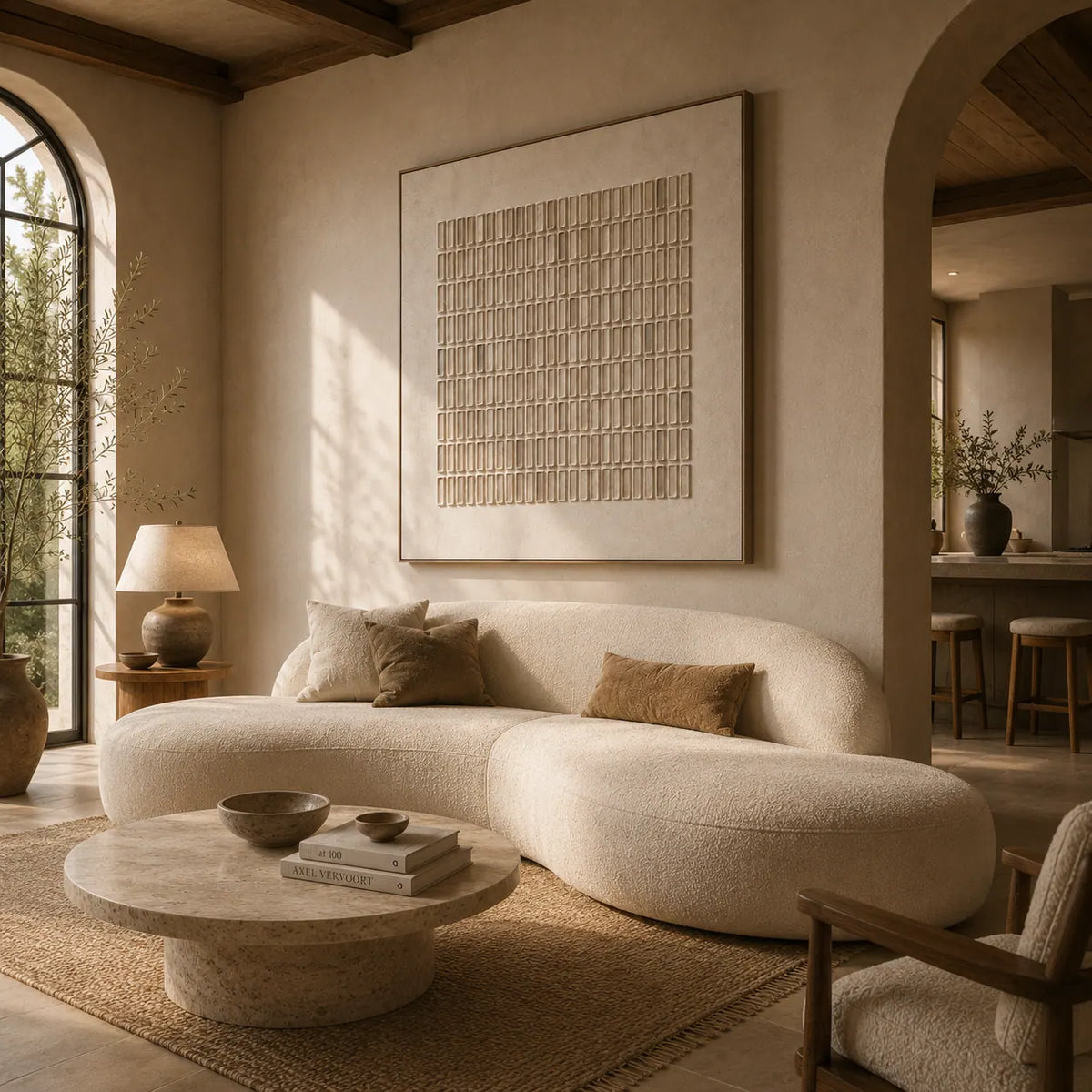 Woven Grid Textured Wall Art room scene 6 | Olyrel