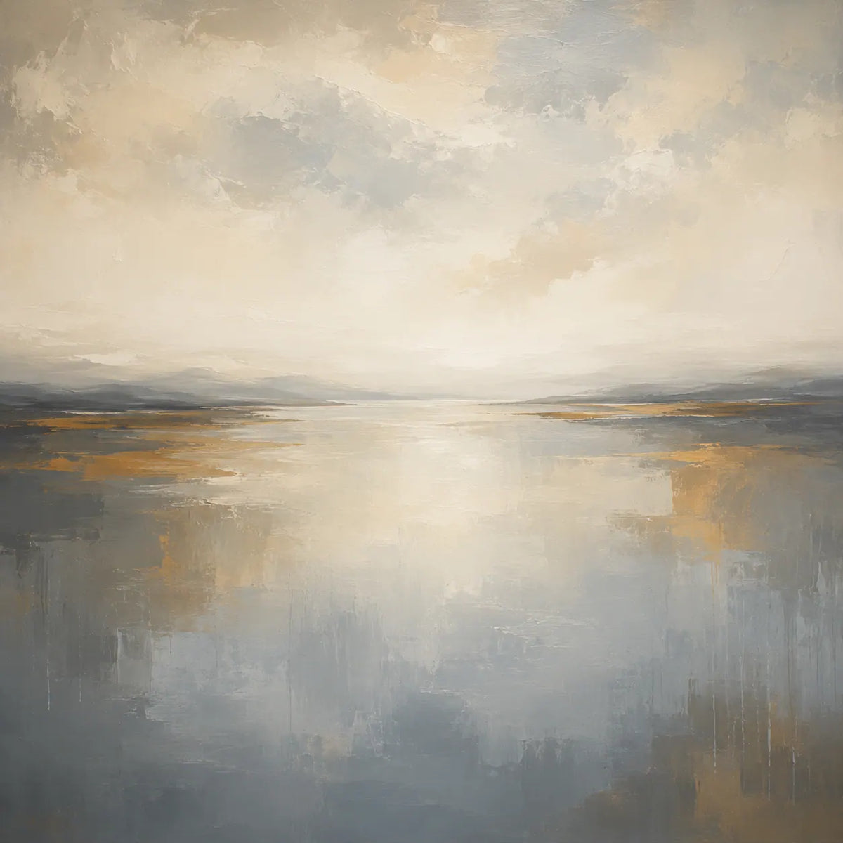 Quiet Silver Seascape Wall Art room scene 1 | Olyrel