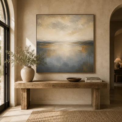 Quiet Silver Seascape Wall Art room scene 4 | Olyrel