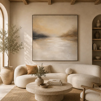 Pearl Mist Seascape Wall Art room scene 3 | Olyrel