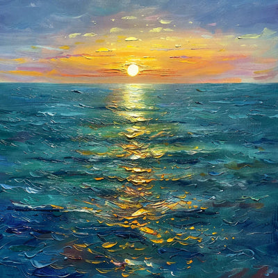 Original artwork view of Sunlit Tide Seascape Wall Art | Olyrel