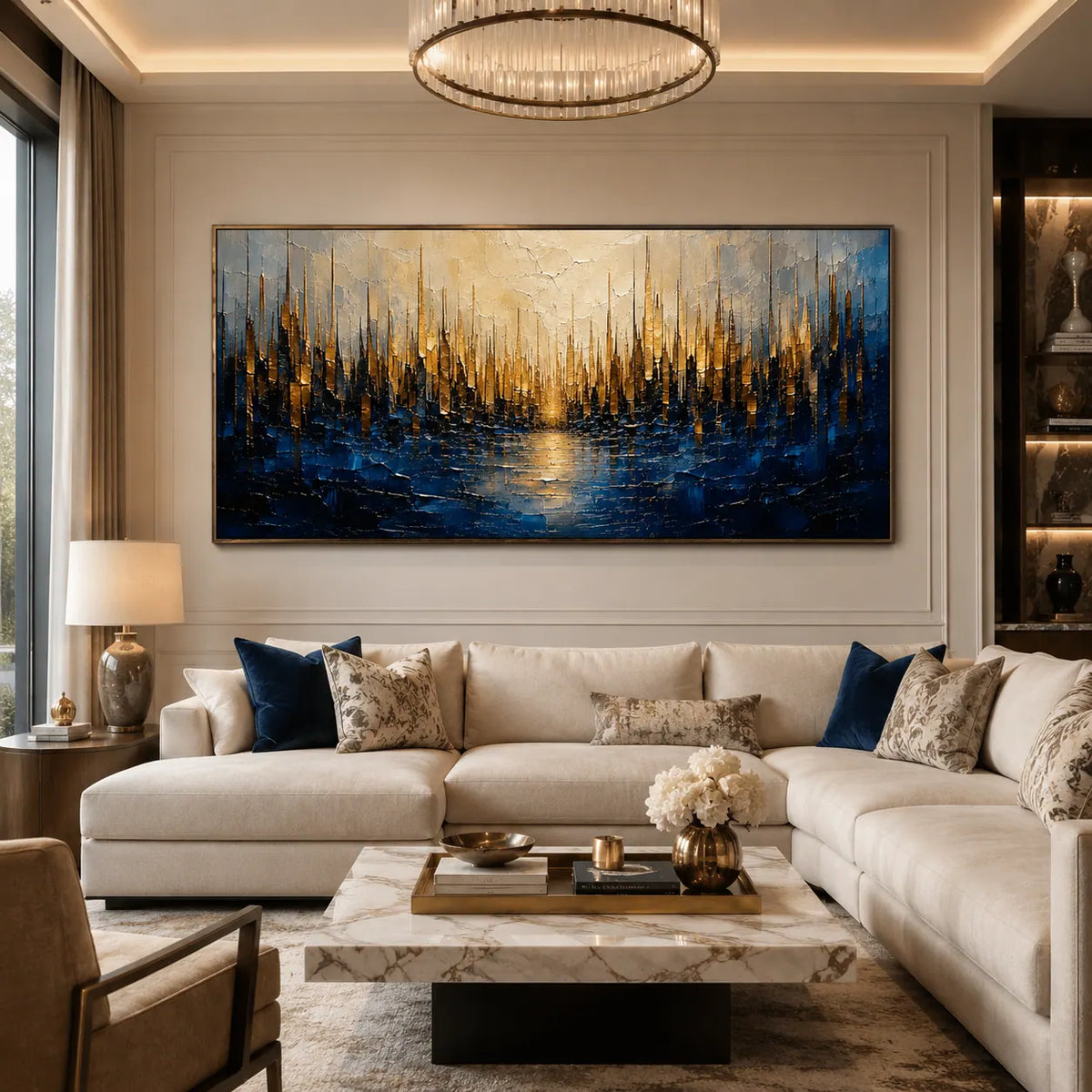 Golden Reed Coastal Wall Art room scene 2 | Olyrel