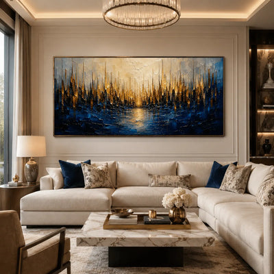 Golden Reed Coastal Wall Art room scene 2 | Olyrel