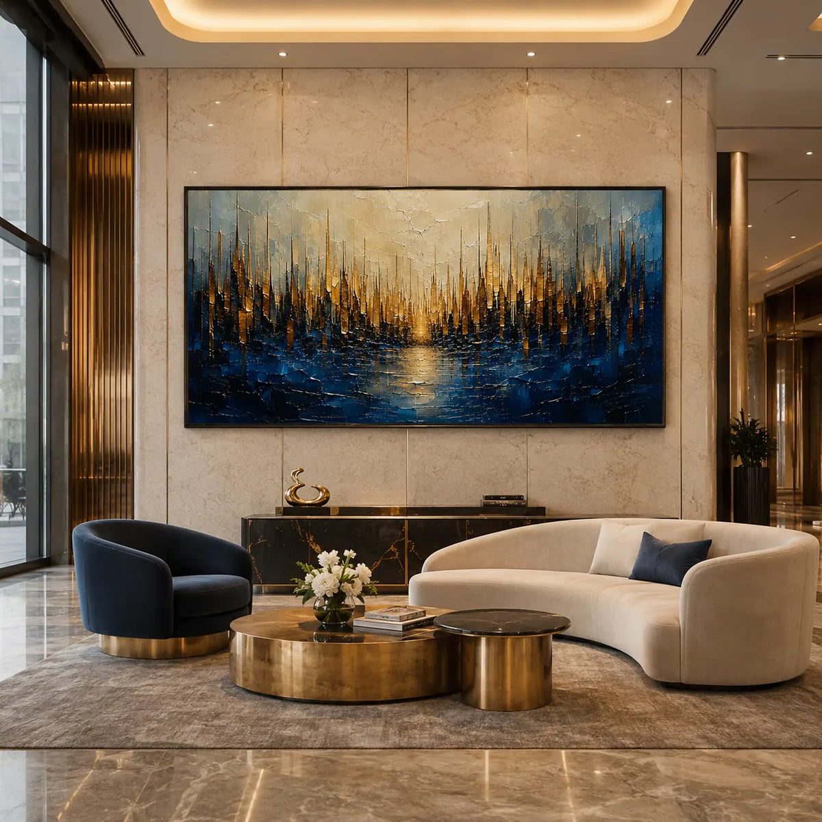 Golden Reed Coastal Wall Art room scene 3 | Olyrel