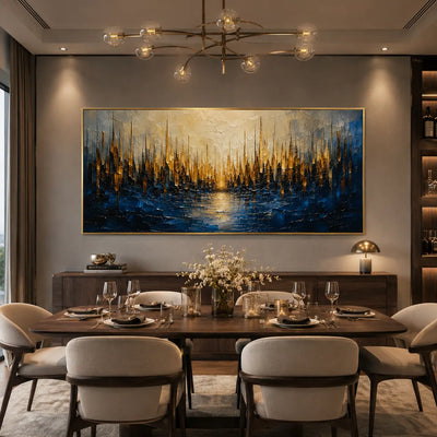 Golden Reed Coastal Wall Art room scene 4 | Olyrel