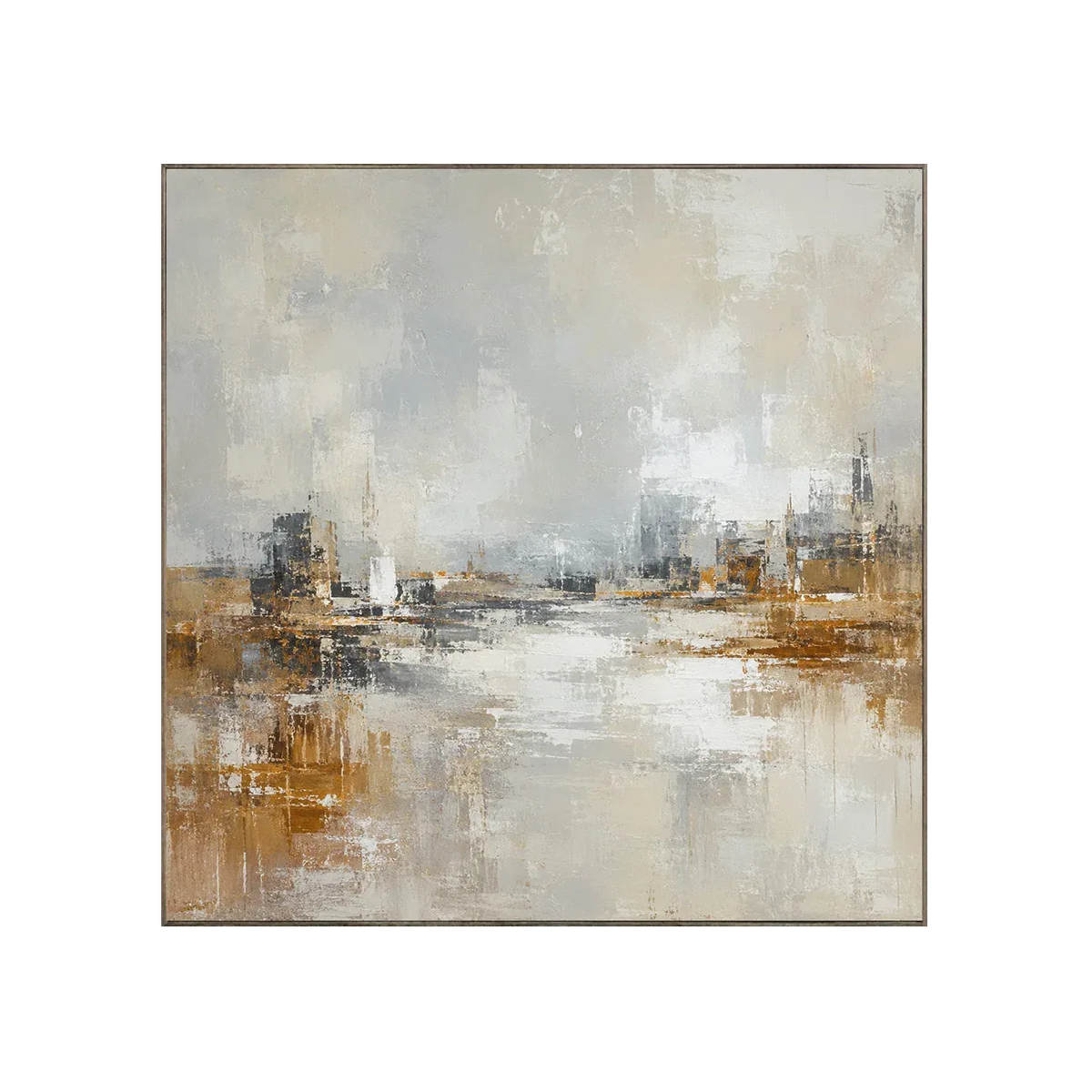 Misty Harbor Cityscape Wall Art | Olyrel