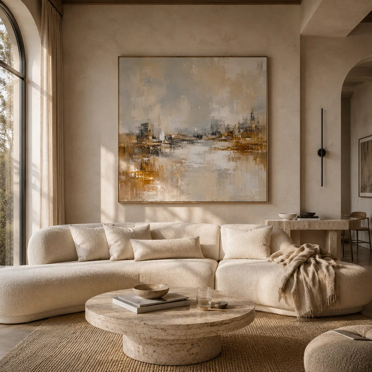 Misty Harbor Cityscape Wall Art room scene 6 | Olyrel