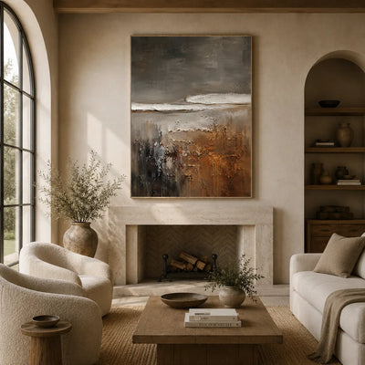 Charcoal Shore Seascape Wall Art room scene 2 | Olyrel
