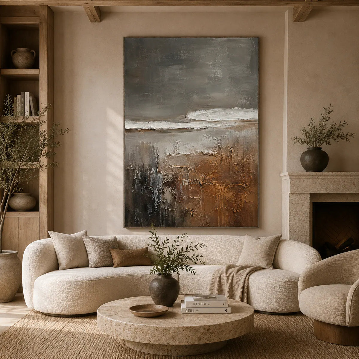 Charcoal Shore Seascape Wall Art room scene 3 | Olyrel