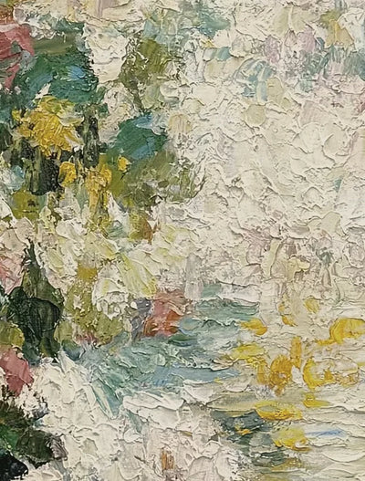 Meadow Veil Floral Wall Art raised palette knife texture detail | Olyrel