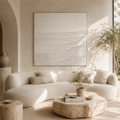 Ivory Wave Textured Wall Art room scene 2 | Olyrel