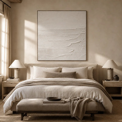 Ivory Wave Textured Wall Art room scene 4 | Olyrel