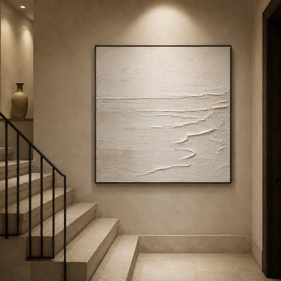 Ivory Wave Textured Wall Art room scene 6 | Olyrel