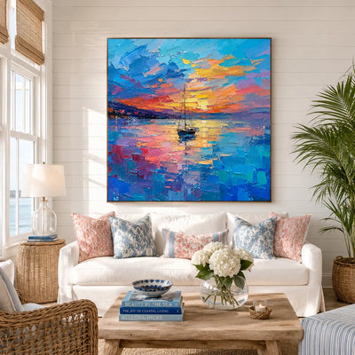 Sunset Sail Coastal Wall Art room scene 3 | Olyrel