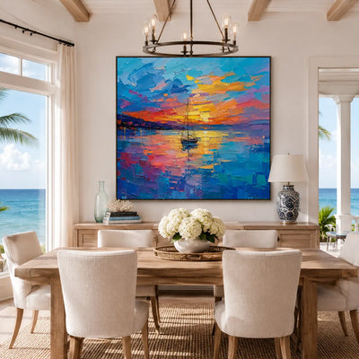 Sunset Sail Coastal Wall Art room scene 6 | Olyrel