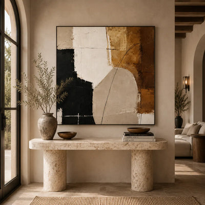 Ecru Figure Abstract Wall Art room scene 4 | Olyrel