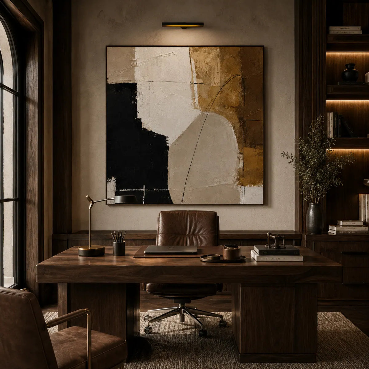 Ecru Figure Abstract Wall Art room scene 5 | Olyrel