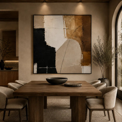 Ecru Figure Abstract Wall Art room scene 6 | Olyrel