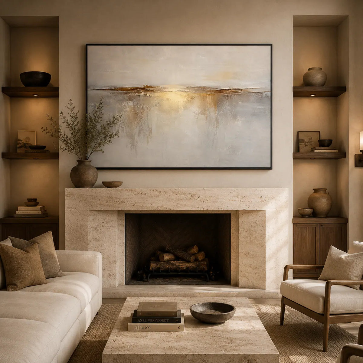 Gilded Horizon Seascape Wall Art room scene 3 | Olyrel