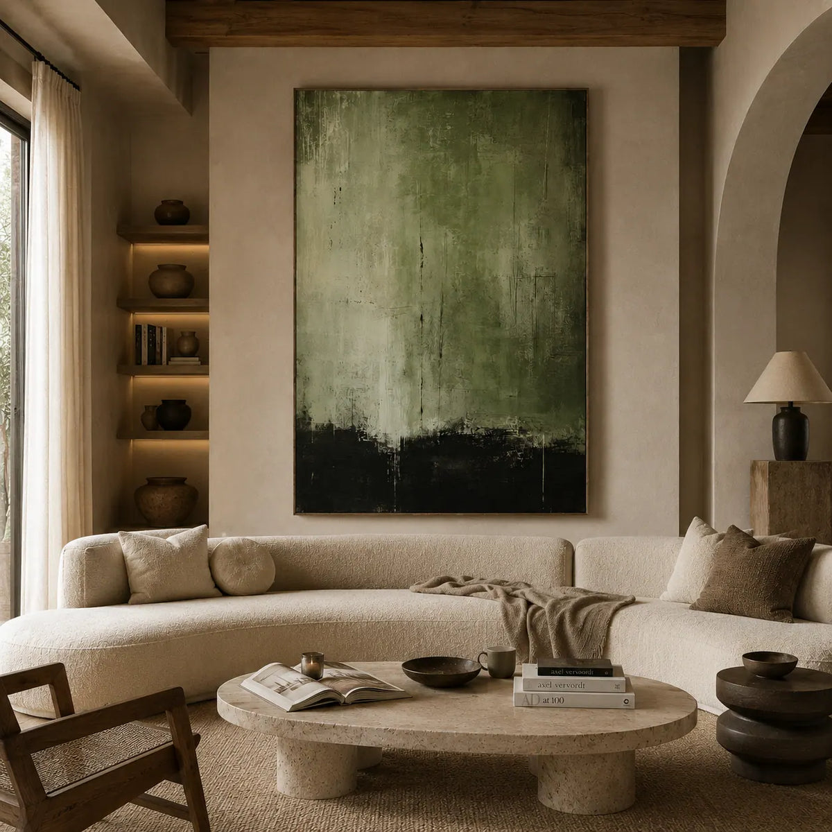 Olive Shadow Textured Wall Art room scene 2 | Olyrel