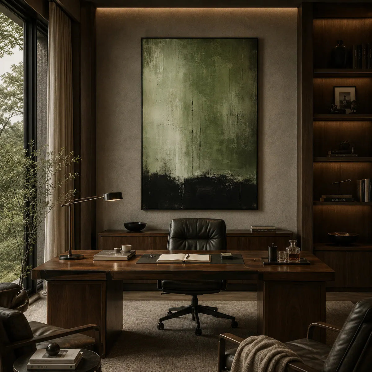 Olive Shadow Textured Wall Art room scene 3 | Olyrel