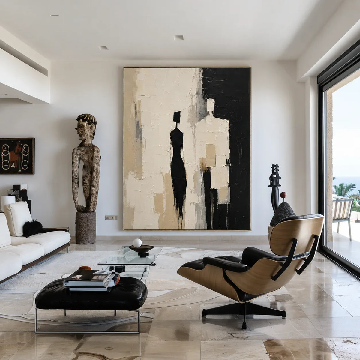 Shadow Pair Figure Wall Art in a sculptural contemporary living room | Olyrel