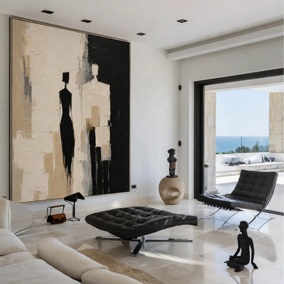 Shadow Pair Figure Wall Art in a sunlit coastal living room | Olyrel