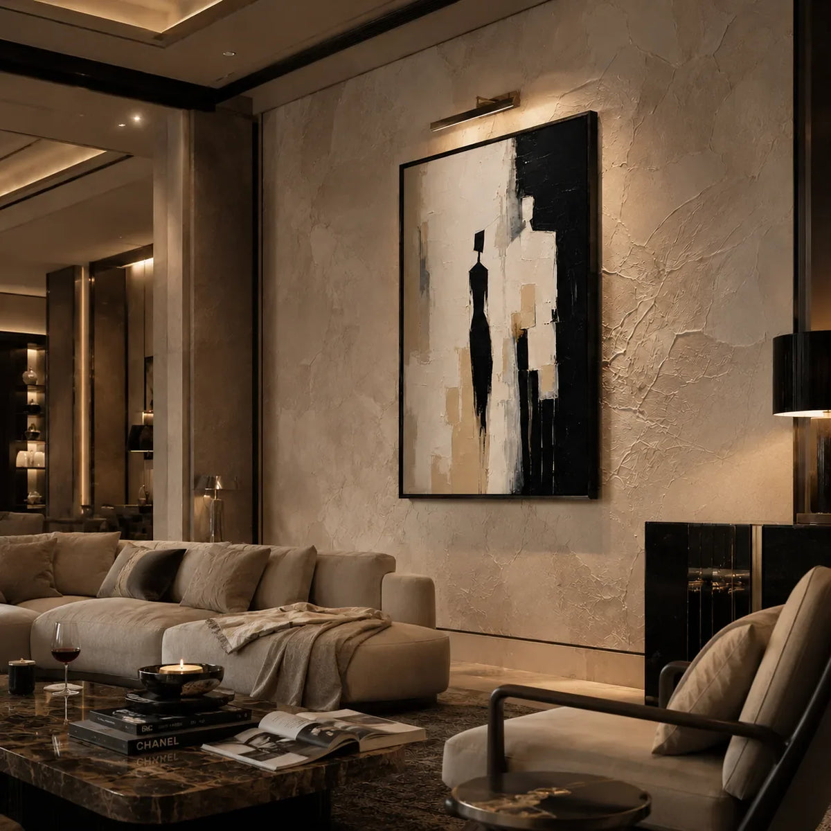 Shadow Pair Figure Wall Art styled with minimal interior decor | Olyrel