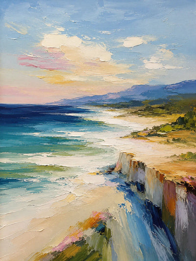 Original artwork view of Coastal Cliff Landscape Wall Art | Olyrel