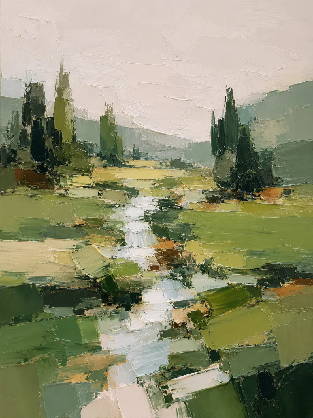 Green Creek Landscape Wall Art room scene 1 | Olyrel