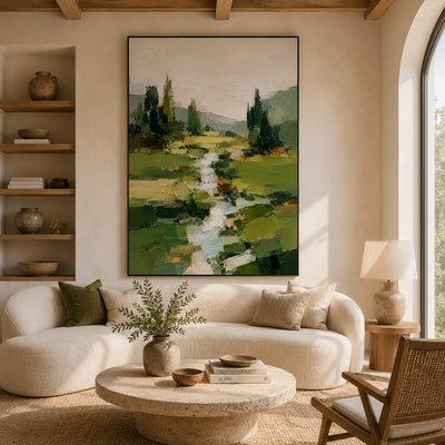 Green Creek Landscape Wall Art room scene 2 | Olyrel