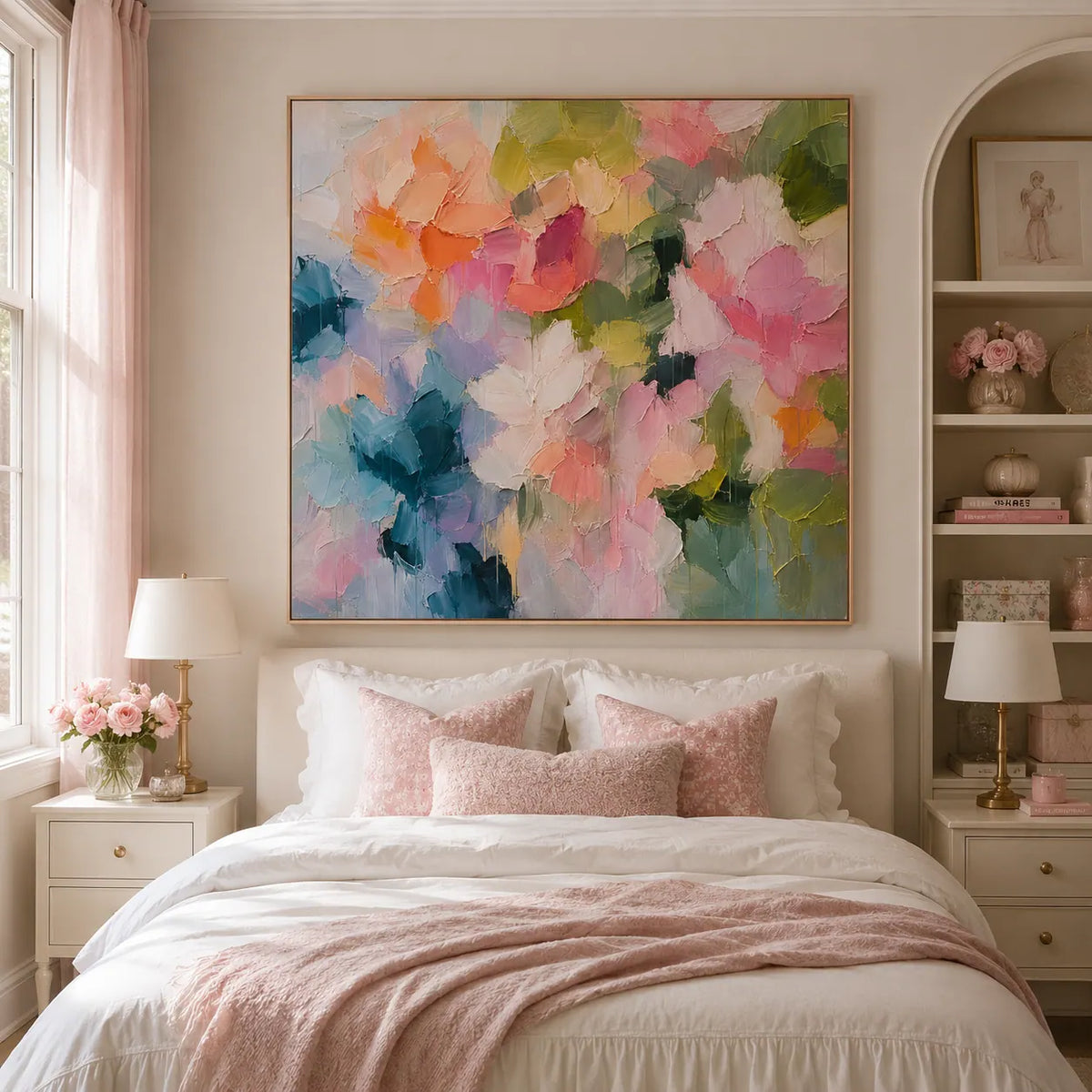 Blush Petal Floral Wall Art room scene 4 | Olyrel